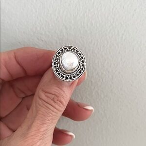 Sterling Silver Blister Pearl Ring